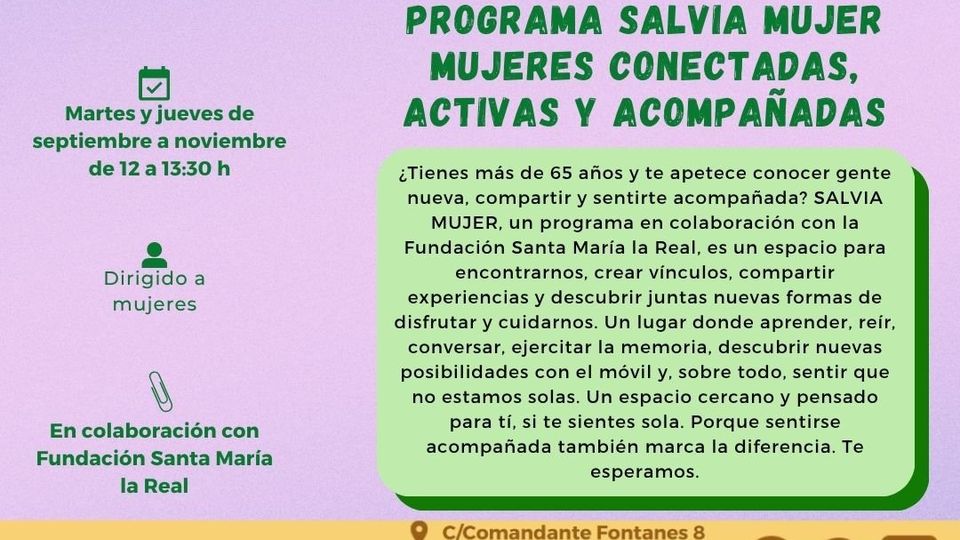 Programa SALVIA MUJER. Mujeres conectadas, activas y acompañadas