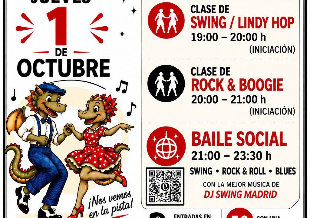 Jueves 1 Octubre en Farándula Swing Club. Baile Social. Swing Rock & Roll y Blues