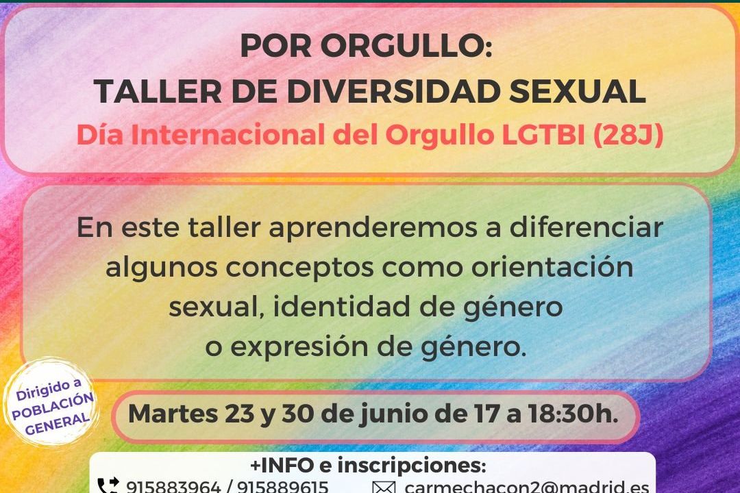 Por Orgullo: Taller de diversidad sexual, por el Día Internacional del Orgullo LGTBI (28J)