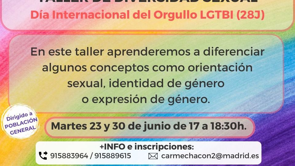 Por Orgullo: Taller de diversidad sexual, por el Día Internacional del Orgullo LGTBI (28J)