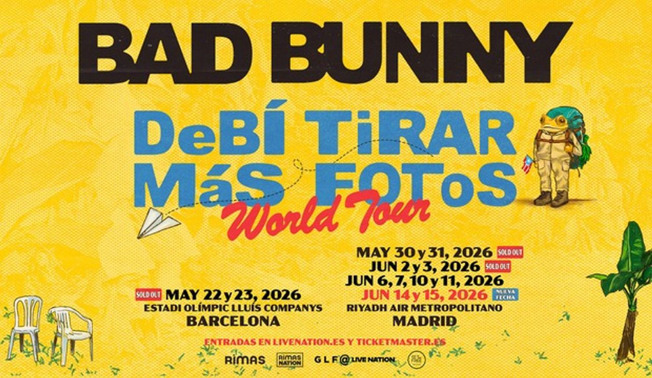 Cartel Conciertos Bad Bunny en Madrid. Foto: Riyadh Air Metropolitano.