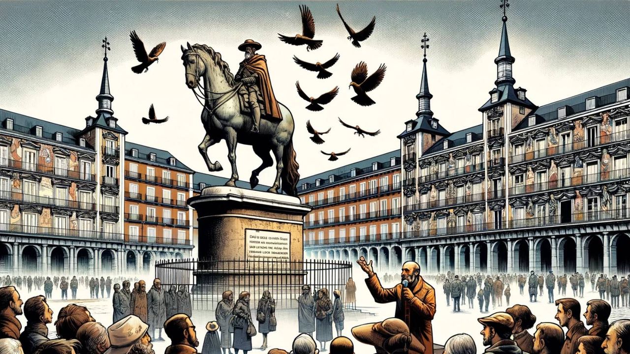 La insólita historia del cementerio de gorriones de la Plaza Mayor de Madrid