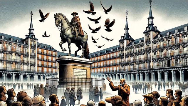 La insólita historia del cementerio de gorriones de la Plaza Mayor de Madrid