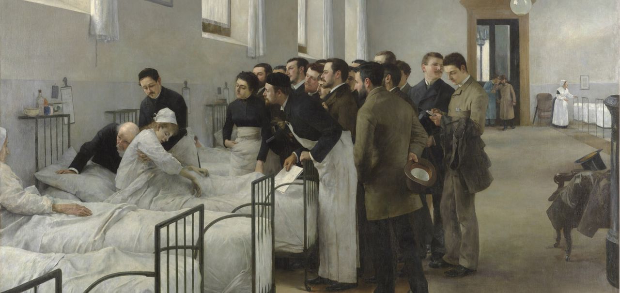 Una sala del hospital durante la visita del médico en jefe. Luis Jiménez Aranda. Óleo sobre lienzo. 1889. Madrid, Museo Nacional del Prado, P-7342